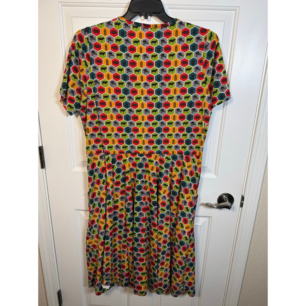 Svaha USA Resource Hexagon Twirl Dress With Pockets  Red Green Orange XL - Picture 7 of 9